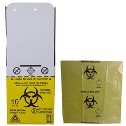 Cutii pentru incinerarea deșeurilor medicale: Volumul 10 L cu saci de polietilenă